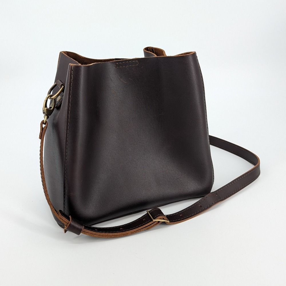 Portland Leather Goods Mini Crossbody Tote Brown Leather Bag Small